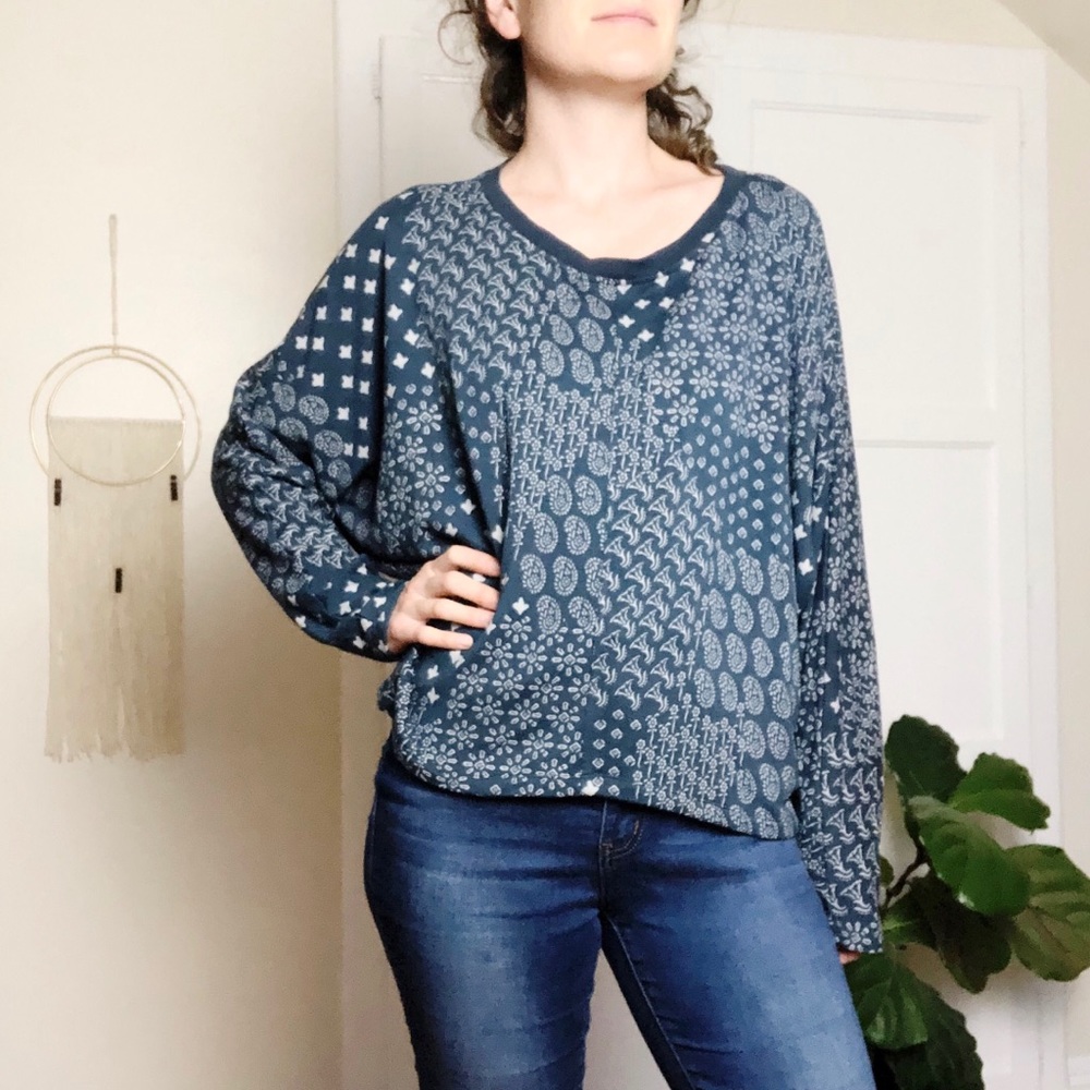 Lou & Grey Patterned Boho Hi Lo Sweater XL